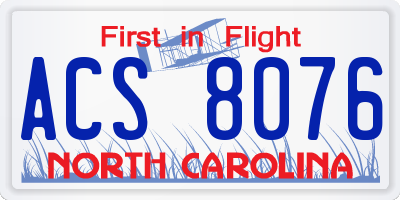 NC license plate ACS8076