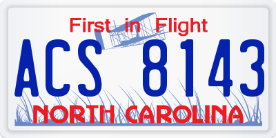NC license plate ACS8143