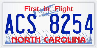 NC license plate ACS8254