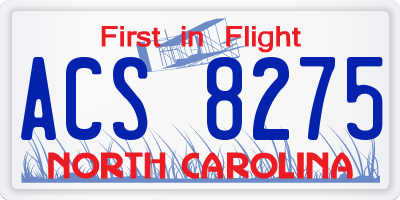 NC license plate ACS8275