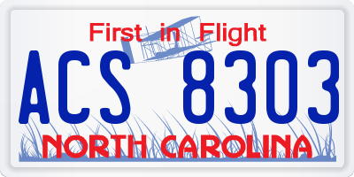 NC license plate ACS8303