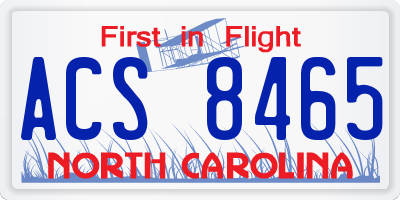 NC license plate ACS8465
