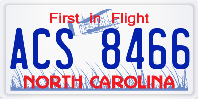 NC license plate ACS8466
