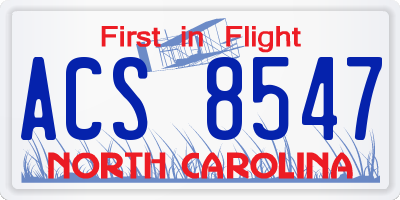NC license plate ACS8547