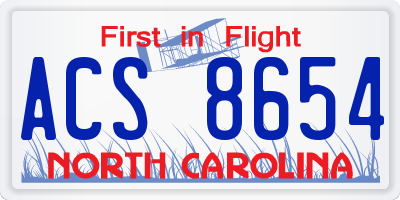 NC license plate ACS8654
