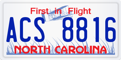 NC license plate ACS8816