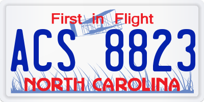 NC license plate ACS8823
