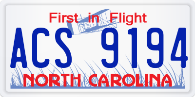 NC license plate ACS9194