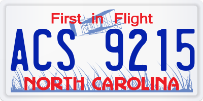 NC license plate ACS9215