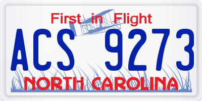 NC license plate ACS9273