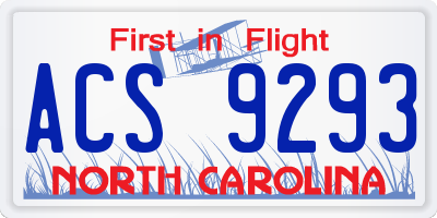 NC license plate ACS9293