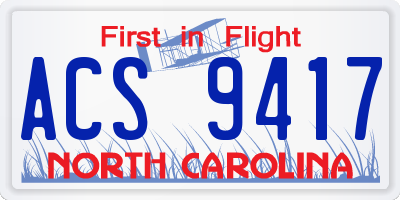 NC license plate ACS9417