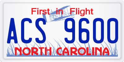 NC license plate ACS9600