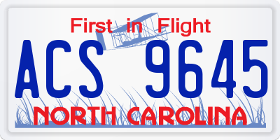 NC license plate ACS9645
