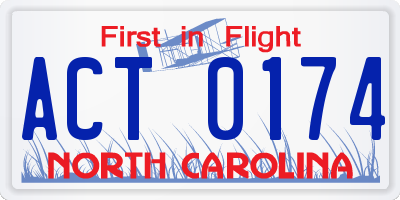 NC license plate ACT0174