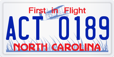 NC license plate ACT0189