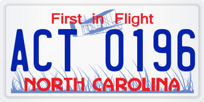NC license plate ACT0196