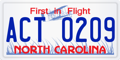 NC license plate ACT0209