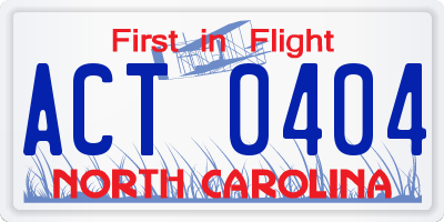 NC license plate ACT0404