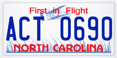 NC license plate ACT0690