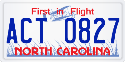 NC license plate ACT0827