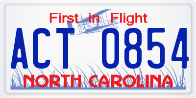 NC license plate ACT0854