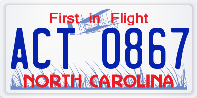 NC license plate ACT0867