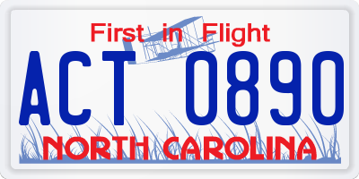 NC license plate ACT0890