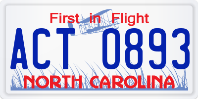 NC license plate ACT0893