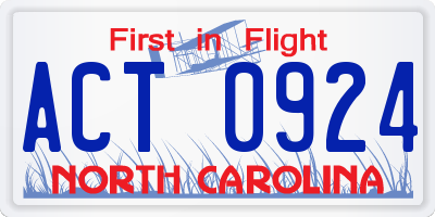 NC license plate ACT0924