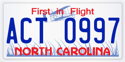 NC license plate ACT0997