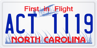 NC license plate ACT1119