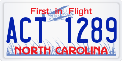 NC license plate ACT1289