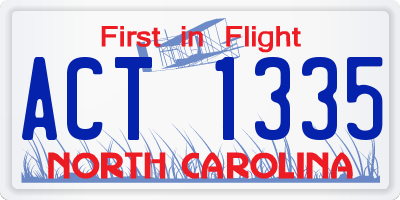 NC license plate ACT1335