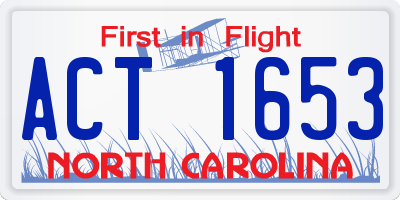 NC license plate ACT1653