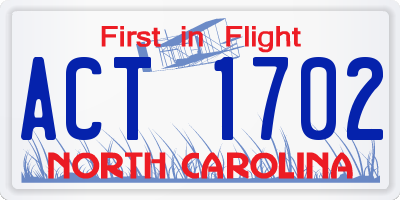 NC license plate ACT1702