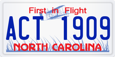 NC license plate ACT1909