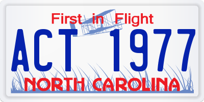NC license plate ACT1977