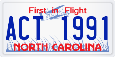 NC license plate ACT1991