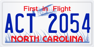 NC license plate ACT2054