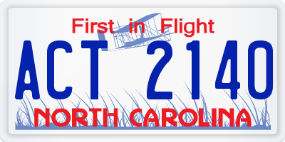 NC license plate ACT2140