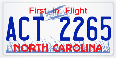 NC license plate ACT2265
