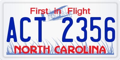 NC license plate ACT2356