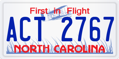 NC license plate ACT2767