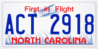 NC license plate ACT2918