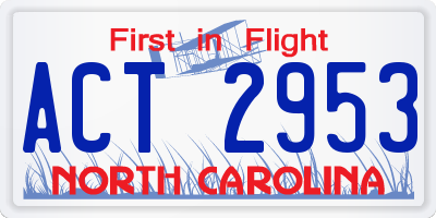 NC license plate ACT2953