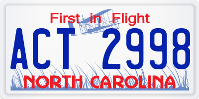 NC license plate ACT2998