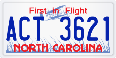 NC license plate ACT3621