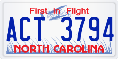 NC license plate ACT3794