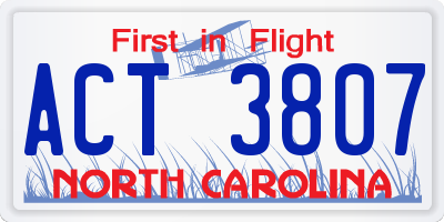 NC license plate ACT3807